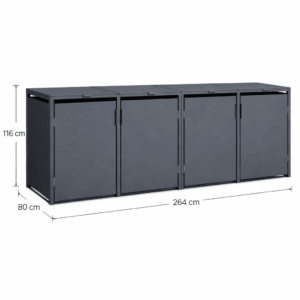 4 vakken (2×2)| Premium Kliko ombouw voor 240L | Container ombouw | Afvalboxen | Antraciet - Afbeelding 3