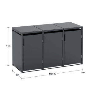 3 vakken | Premium Kliko ombouw voor 240L | Container ombouw | Afvalboxen | Antraciet - Afbeelding 3