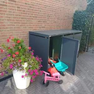 Kliko ombouw 3 vaks antraciet met open deur, gebruikt als opbergruimte